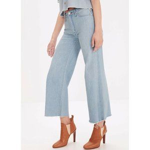 Mother The Roller Ankle Fray Jeans Size 28 High Rise Wide Leg Crop Denim Blue